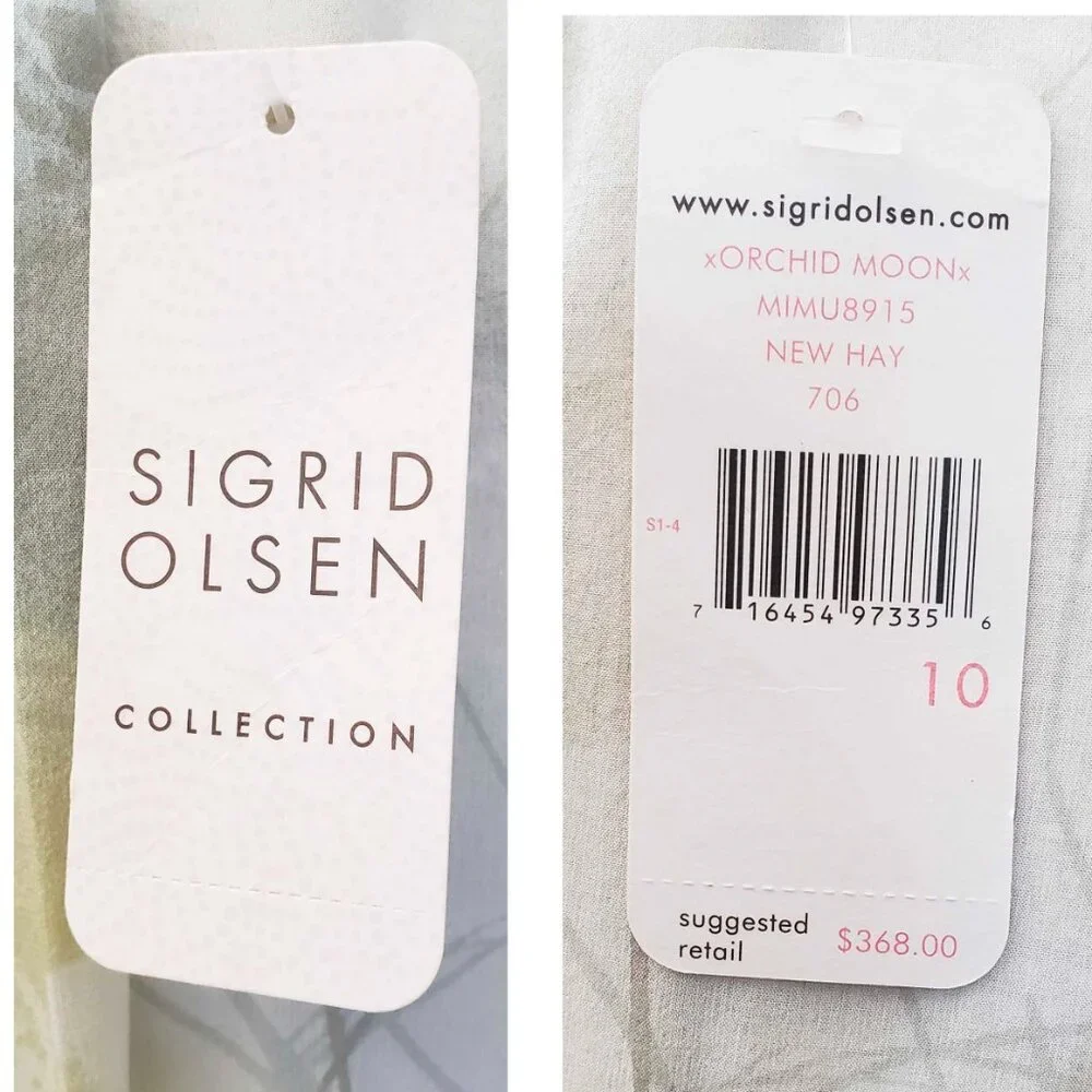 Sigrid Olsen Womens Long Jacket Sport Coat Orchid Moon Lime Green Cotton 10 NWT